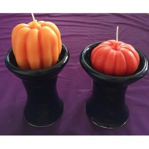 Black ceramic candle holders for pillar candles or votives: handmade from Hawaii